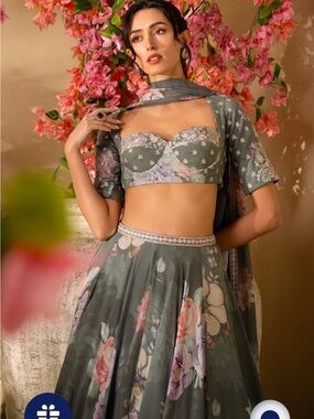 Floral Printed A-Line Maxi Skirt in Sage Green